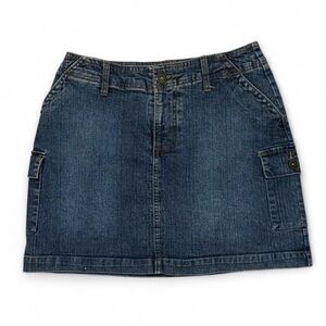 St. John's Bay vintage blue denim cargo mini skirt skort with pockets